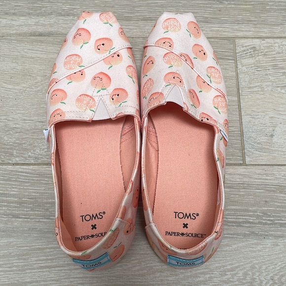 Toms Women's Shoes Alpargata Pink Pearl Paper Source Just Peachy Print 7.5 - Picture 1 of 4